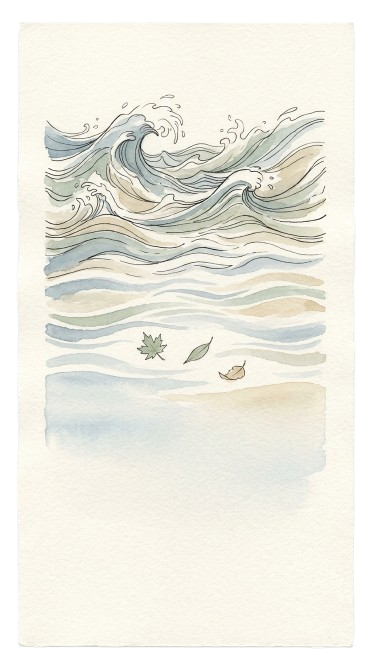 Acquerello del mare che si calma